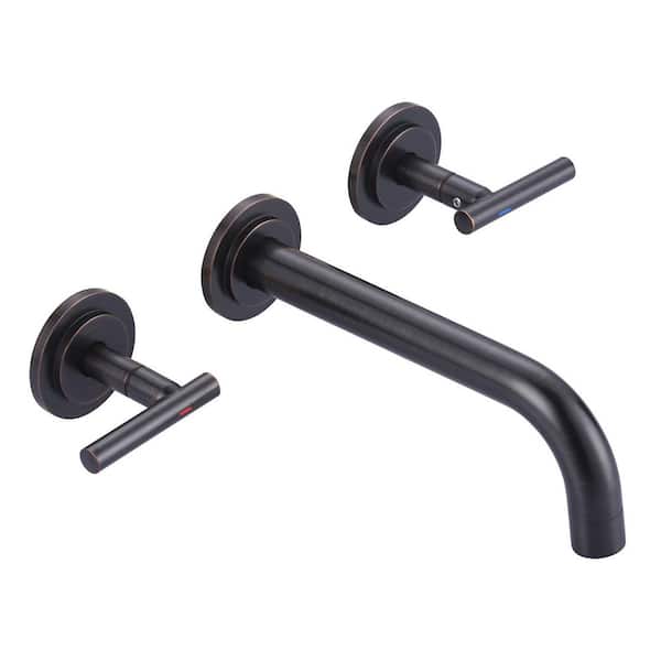 Double Handle Wall Mounted Bathroom Faucet in Oil Rubbed Bronze