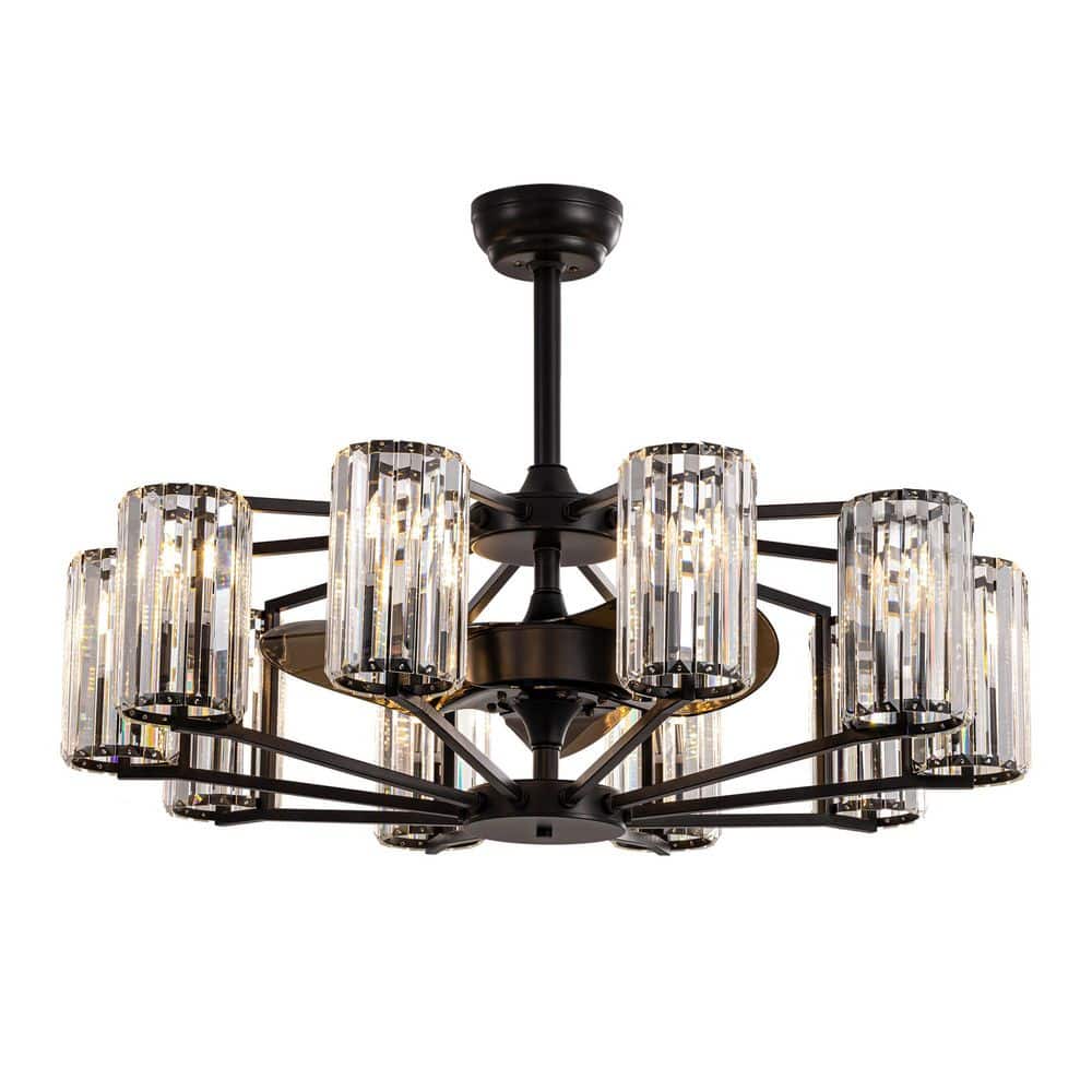 36 in. Indoor 10-Light Black Crystal Ceiling Fan with Light and Remote Control, Farmhouse Chandelier Fan for Living Room price history on PriceWatchPro