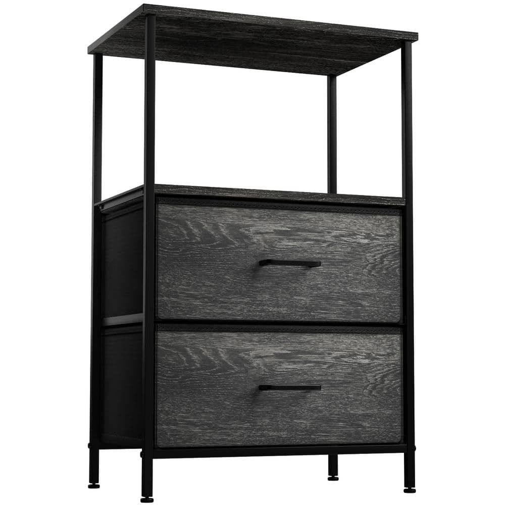 Multifunctional Fabric 2-Drawer Nightstand with Sturdy Steel Frame