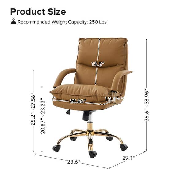 JAYDEN CREATION Leona Camel Modern Faux Leather Swivel