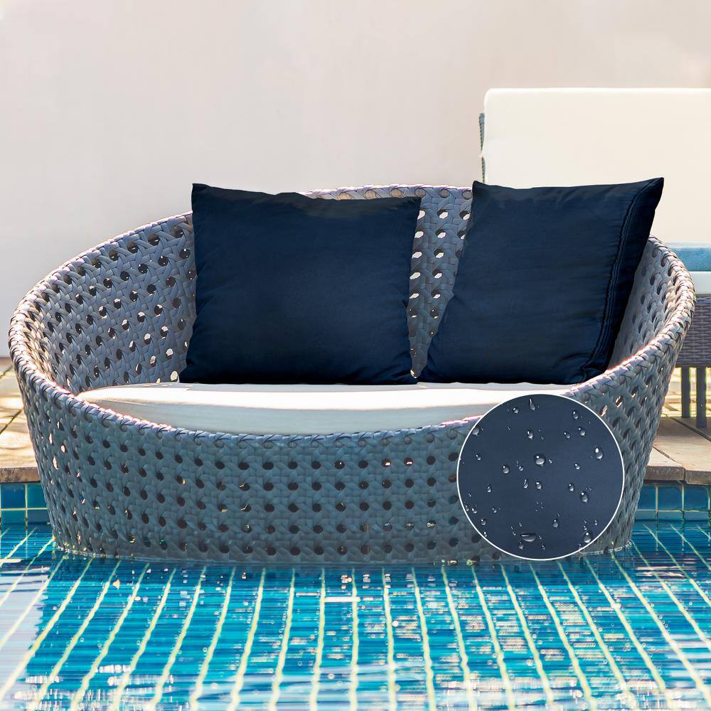 Cloud Burst Blue Waterproof Polyester Outdoor Pillow Covers Set of 2