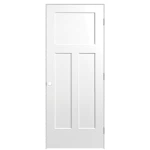 32 in. x 80 in. 3-Panel Winslow Left-Hand Hollow Core Ultra-Pure White Molded Composite Single Prehung Interior Door