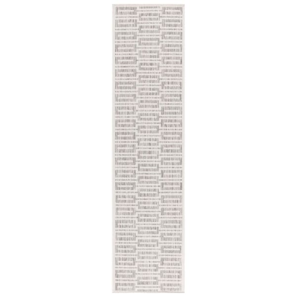 Beach House Gray/Ivory 2 ft. x 8 ft. Geometric Indoor/Outdoor Runner Rug