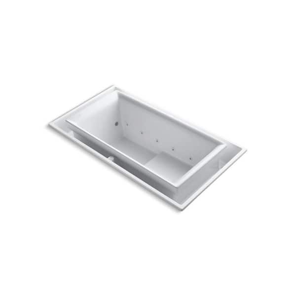Sok 63 in. x 31.5 in. Rectangular Whirlpool Bathtub with Left Drain in White