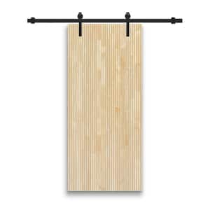 30 in. x 80 in. Japanese Series Pre Assemble Natural Wood Unfinished Interior Sliding Barn Door with Hardware Kit