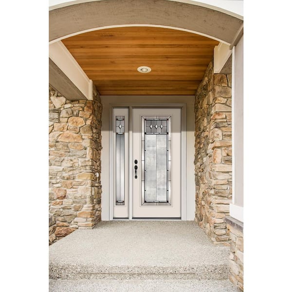52 in. x 80 in. Full Lite Mission Prairie Primed Steel Prehung Right-Hand Inswing Front Door with Left-Hand Sidelite