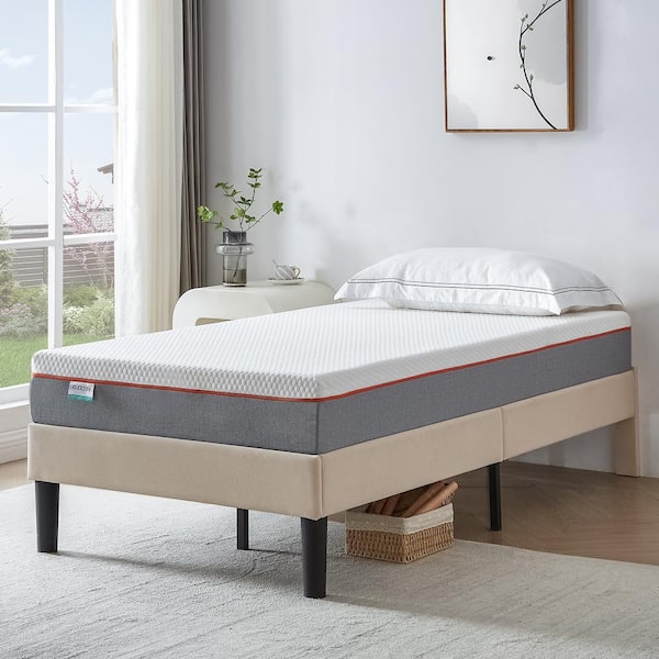 Twin Size White Mattress, Pressure Relief Medium Firm Feel Memory Foam 7.9 in. Bed-in-a-Box Mattress