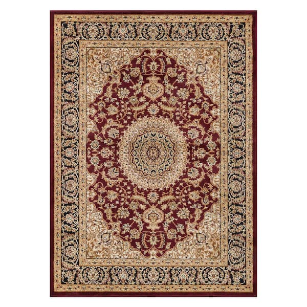 Traditional Medallion Burgundy 4 ft.  x 6 ft.  Indoor Area Rug