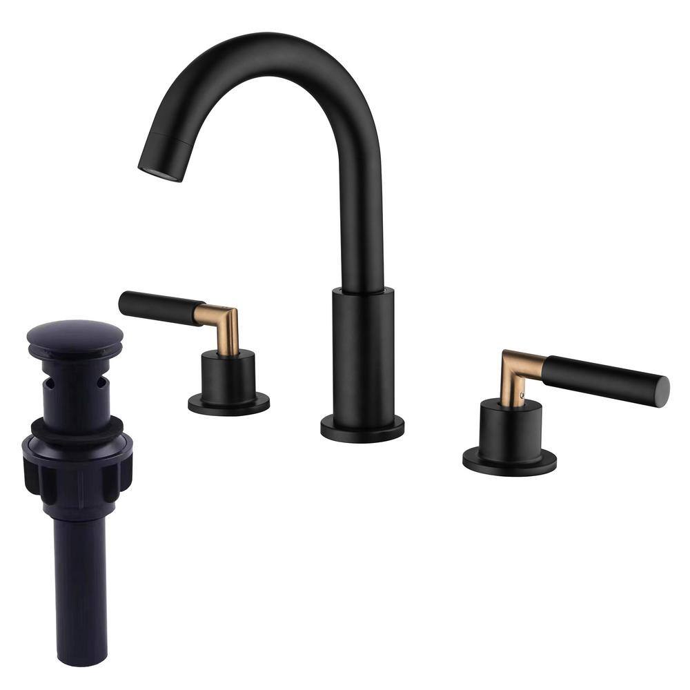 Matte Black and Brushed Gold Brass Double Handle Faucet