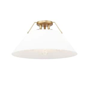 Orwell 18.75 in. 3-Light Brushed Champagne Bronze and Opal Glass Flush Mount