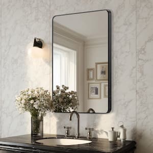 24 in. W x 36.1 in. H Modern Rectangular Aluminum Frame Black Wall Mirror (Screws Included)