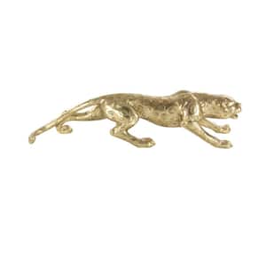 Gold Polystone Leopard Sculpture