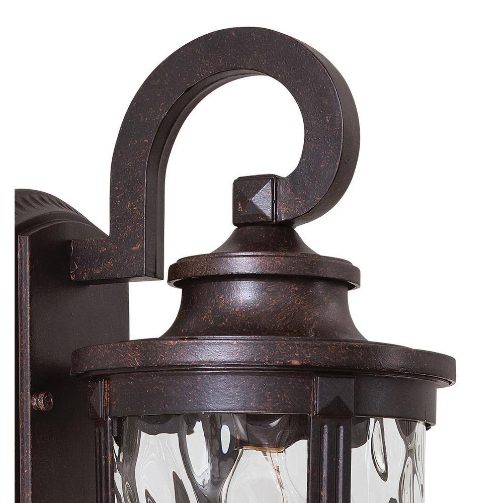 Corona Bronze Outdoor Lantern Sconce with Clear Hammered Glass