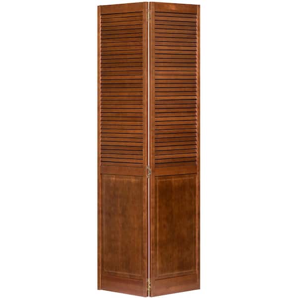 Kimberly Bay 36 in. x 80 in. Traditional Louver Panel Espresso Solid Core Wood Bi-Fold Door