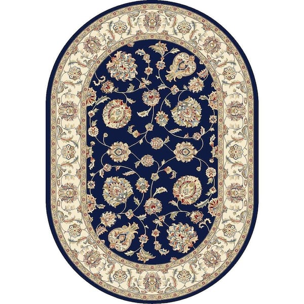 Home Decorators Collection Judith Blue/Ivory 3 ft. x 5 ft. Oval Indoor Area Rug