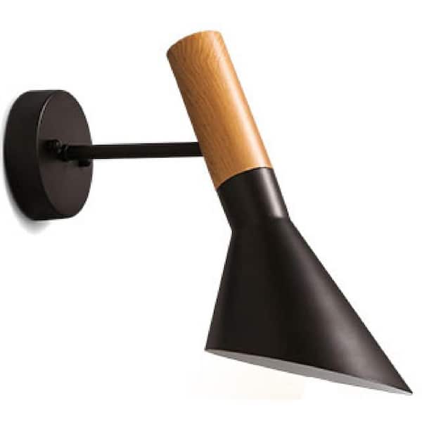 Volume Lighting 1-Light Black Wall Sconce with Slanted Cone Shade