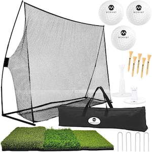 Pro Golf Net Set Practice Mat, Golf Balls, Adjustable Tees, Wooden Tees, Travel Golf Bag Indoor Outdoor Use