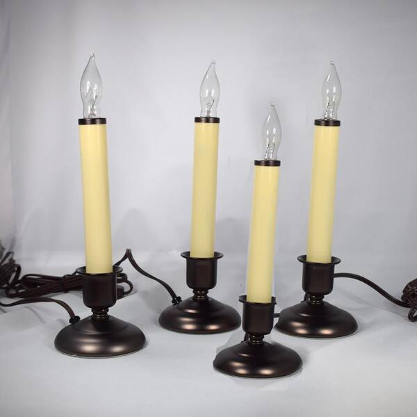 9 in. Electric Ivory Christmas Candles with Black Base (Set of 4) CC202AR4