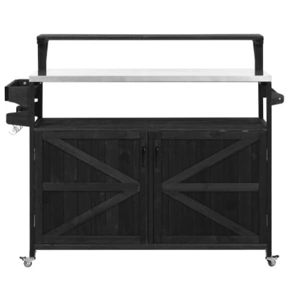 Ridstar Black Outdoor Serving Cart, Kitchen Cart with Stainless Steel ...