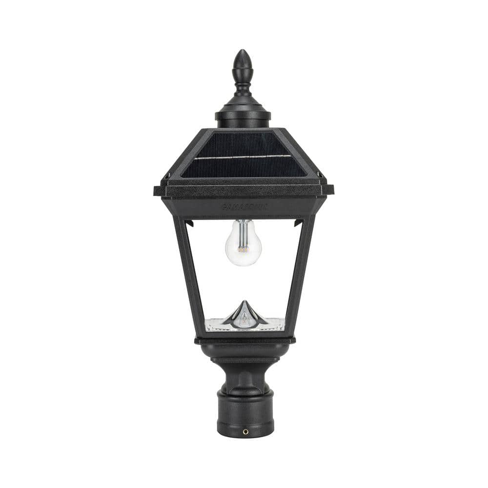 Imperial II Black Resin Solar LED Outdoor Lamp Post