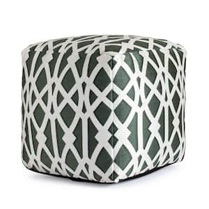 Sark Green 18 in. x 18 in. x 18 in. Green and Ivory Pouf