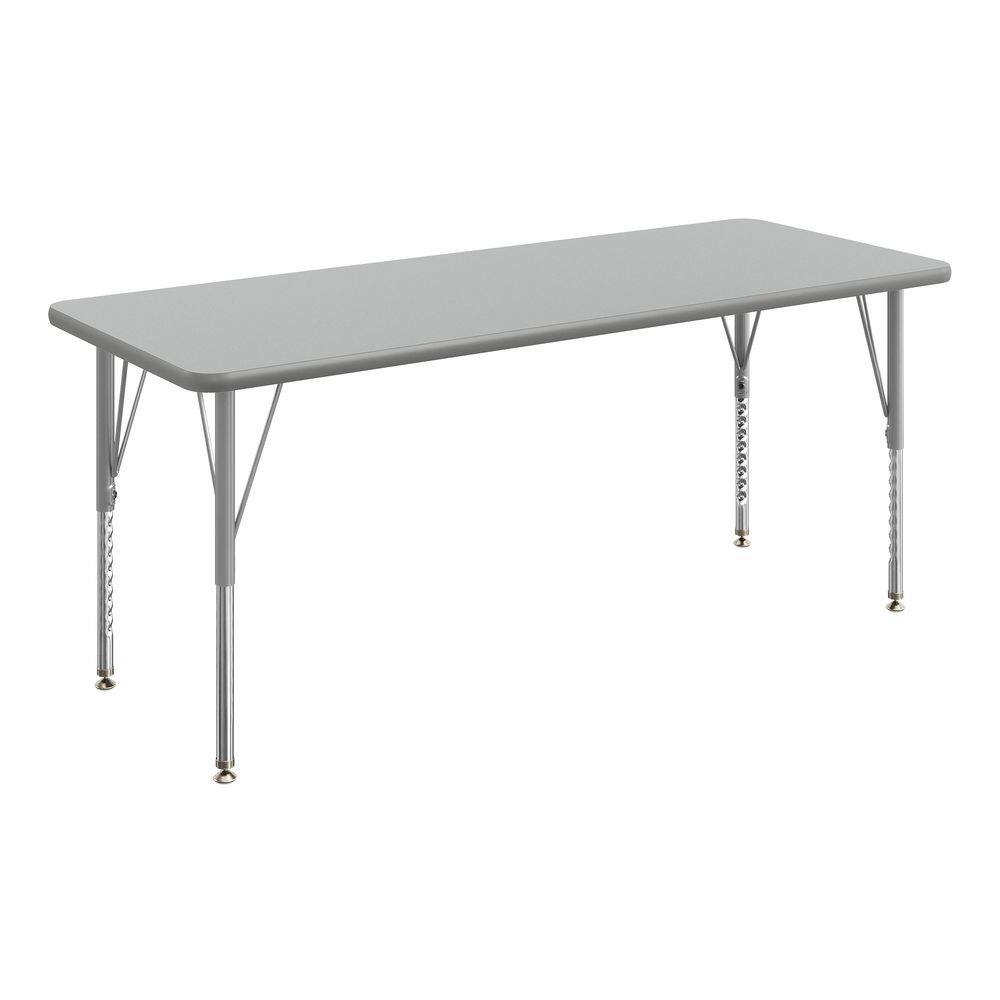 Wren Adjustable Gray Top/Silver Frame Rectangle Kids Activity Table with Thermal Laminate Top for 4