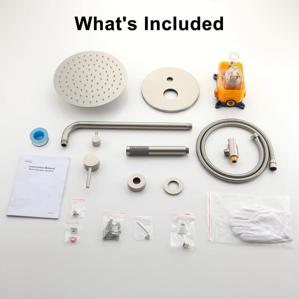 Brushed Nickel 10-Inch Rain Shower System with Handheld Spray