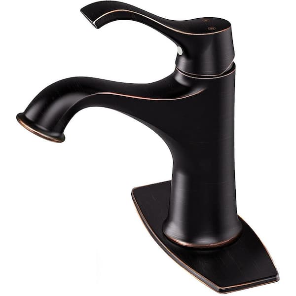 AKLFGN 1-Handle Low-Arc 1-Hole Bathroom Faucet with Deckplate and Supply Hoses