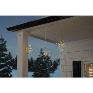 12 in. Battery Operated Twinkling LED Hanging Starburst Lights with Timer (3-Pack)