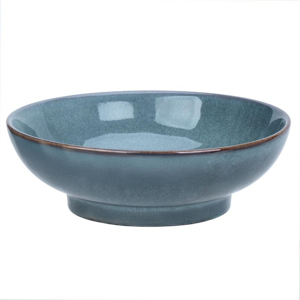 RED LANTERN 14 in. Porcelain Decorative Bowl in Blue BW-BOWL-BWLS