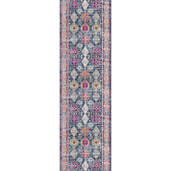 Savannah Navy 2 ft. 3 in. x 6 ft. Traditional Doormat Area Rug Entrance Floor Mat