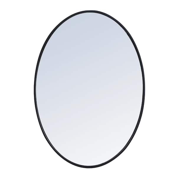Unbranded Timeless Home 34 in. W x 24 in. H x Contemporary Metal Framed Oval Black Mirror