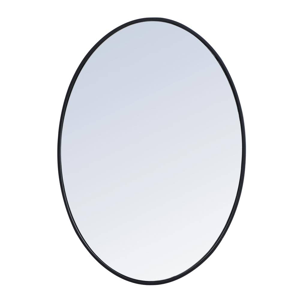 Medium Oval Black Modern Mirror (24 in. H x 34 in. W)
