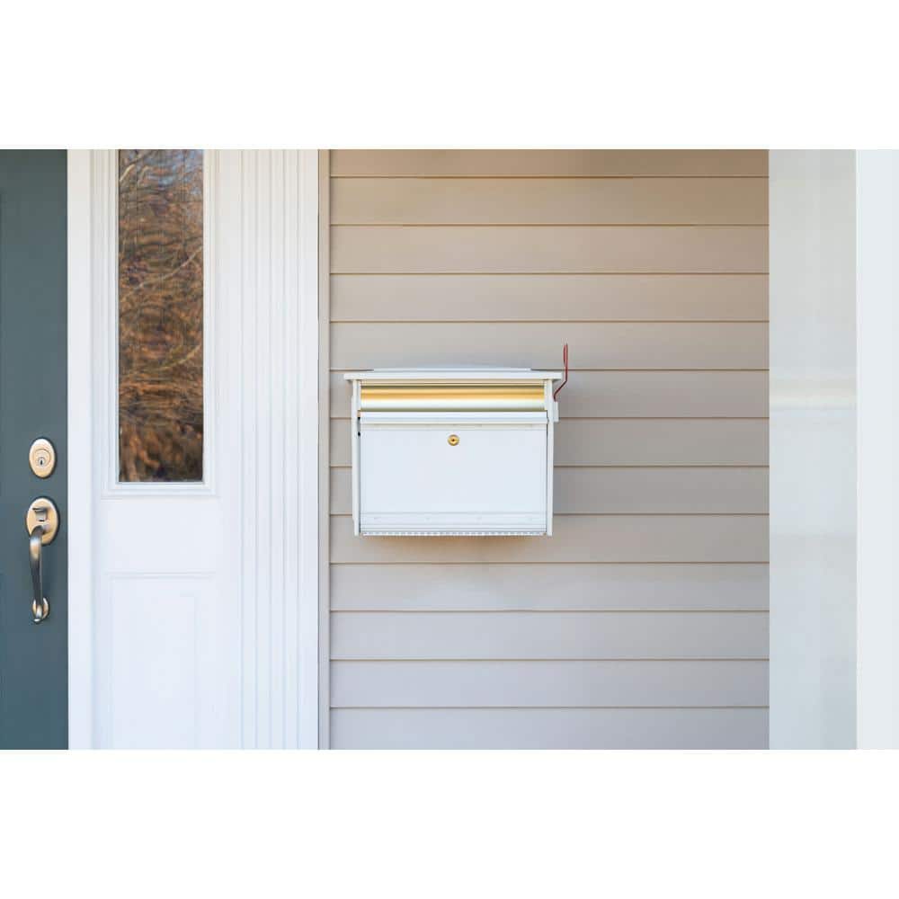 Medium White Aluminum Locking Wall Mount Mailbox
