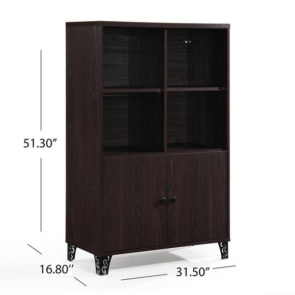 Shop Zentra Oak Brown Finished Wood 2-Door Storage Cabinet with Glass Doors, Buffets & Cabinets