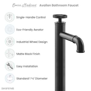 Avallon Single-Handle High-Arc Single-Hole Bathroom Faucet in Matte Black