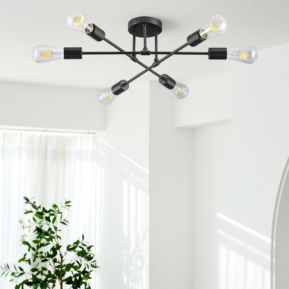 6-Light Black Adjustable Modern Sputnik Chandelier for Dining Room price history on PriceWatchPro