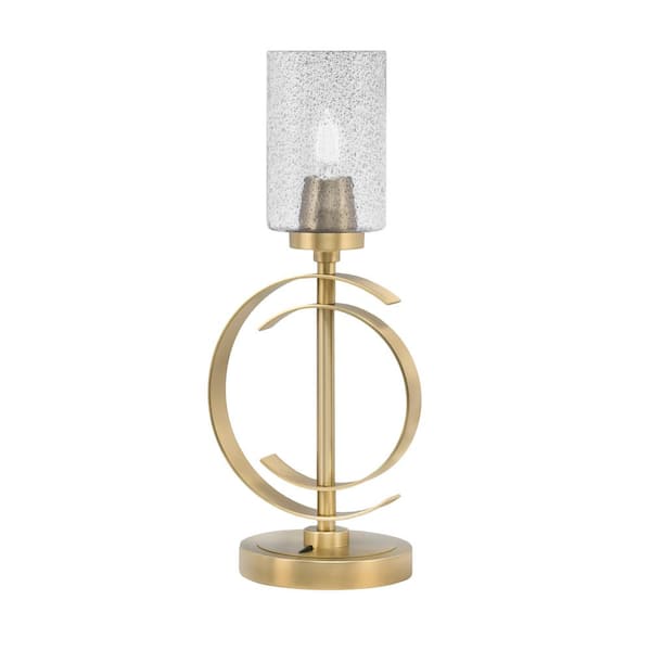 Unbranded Delgado 17.25 in. New Age Brass Piano Desk Lamp with Smoke Bubble Glass Shade