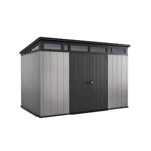 Artisan 11 ft. W x 7 ft. D Large Modern Durable Resin Plastic Storage Shed with Double Doors, Grey (80.2 sq. ft.)