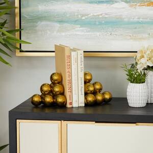 Gold Stainless Steel Stacked Orb Bookends (Set of 2)