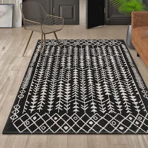 Ziri Moroccan Geometric Black/Cream 3 ft. x 5 ft. Area Rug