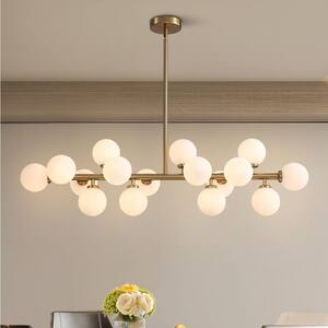 40 in. 16-Light Modern Luxury Gold Bubble Glass Sputnik Chandelier with Glass Globes for Dining Room Living Room