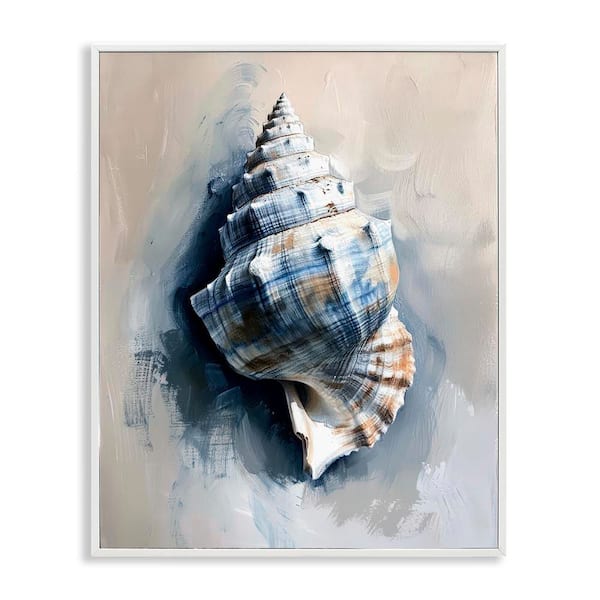 Stupell Industries Classic Ocean Shell by Petal Prints Design White Framed Animal Giclee Art Print 14 in. x 11 in.