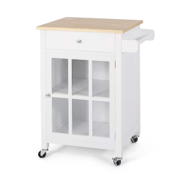 ANTFURN White Kitchen Cart with Drawers, Shelf, Spice Rack, Wheels