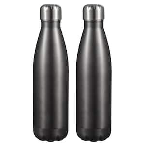 Marina 16 oz. Brushed Gun Metal Double Wall Water Bottle (2-Pack)