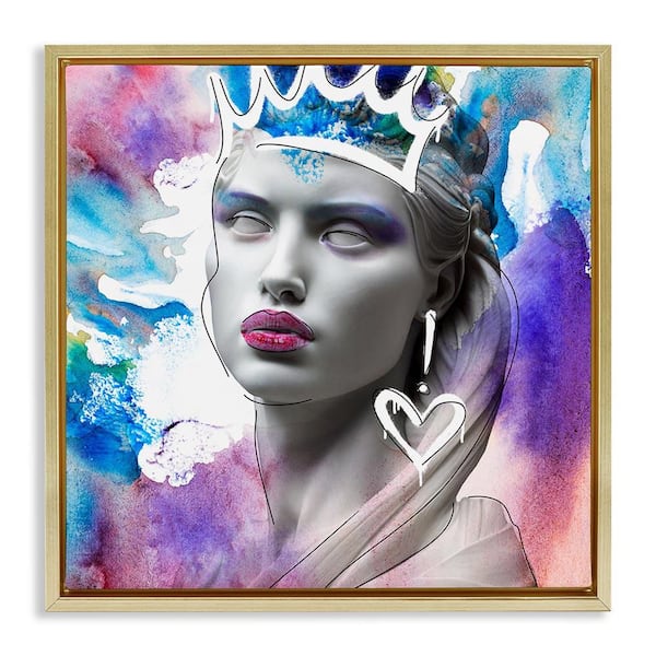 Stupell Industries Modern Crowned Woman by CAD Designs Gold Floater Frame People Graphic Art Print 25 in. x 25 in.