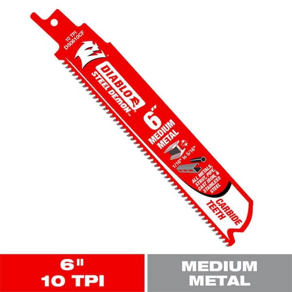 DIABLO 6 in. 10 TPI Steel Demon Carbide Reciprocating Saw Blade for Medium Metal