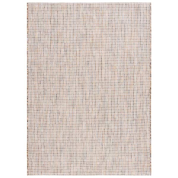 SAFAVIEH Courtyard Ivory Gray/Rust 5 ft. x 8 ft. Woven Geometric Indoor/Outdoor Area Rug