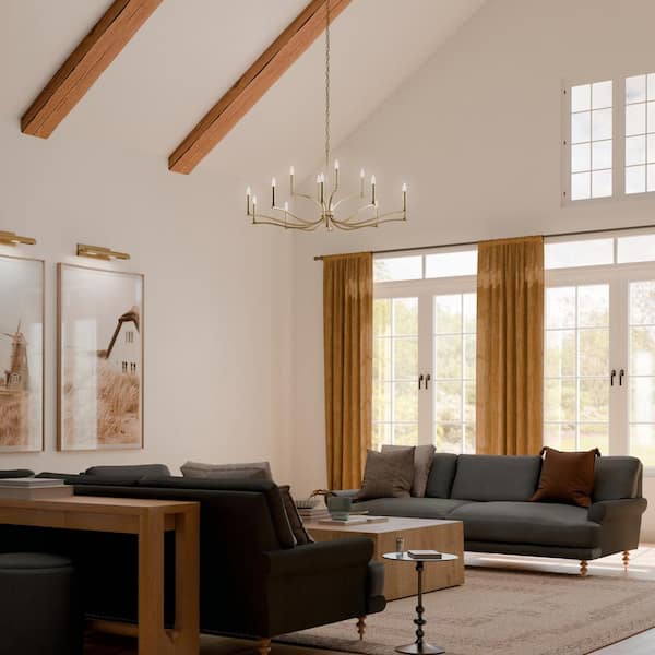 KICHLER Malene 52.75 in. 14-Light Champagne Bronze Traditional Candle Chandelier for Dining Room