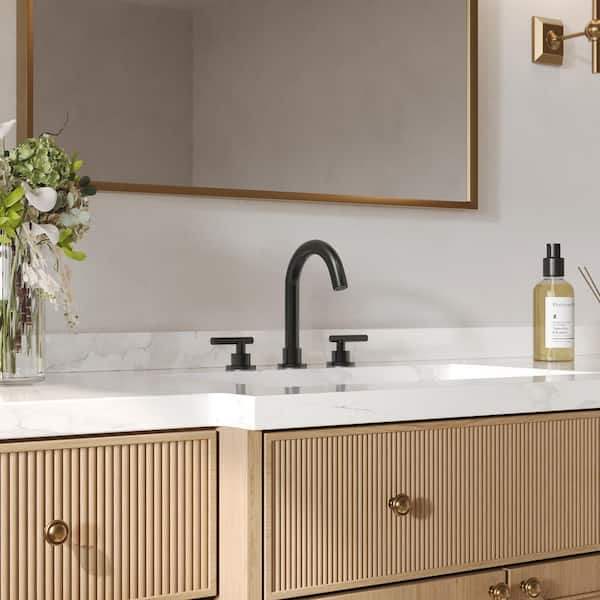 Waterfall High-Arc 8 in. Widespread Double Handle Bathroom Faucet 1 GPM in Matte Black Drain Not Included